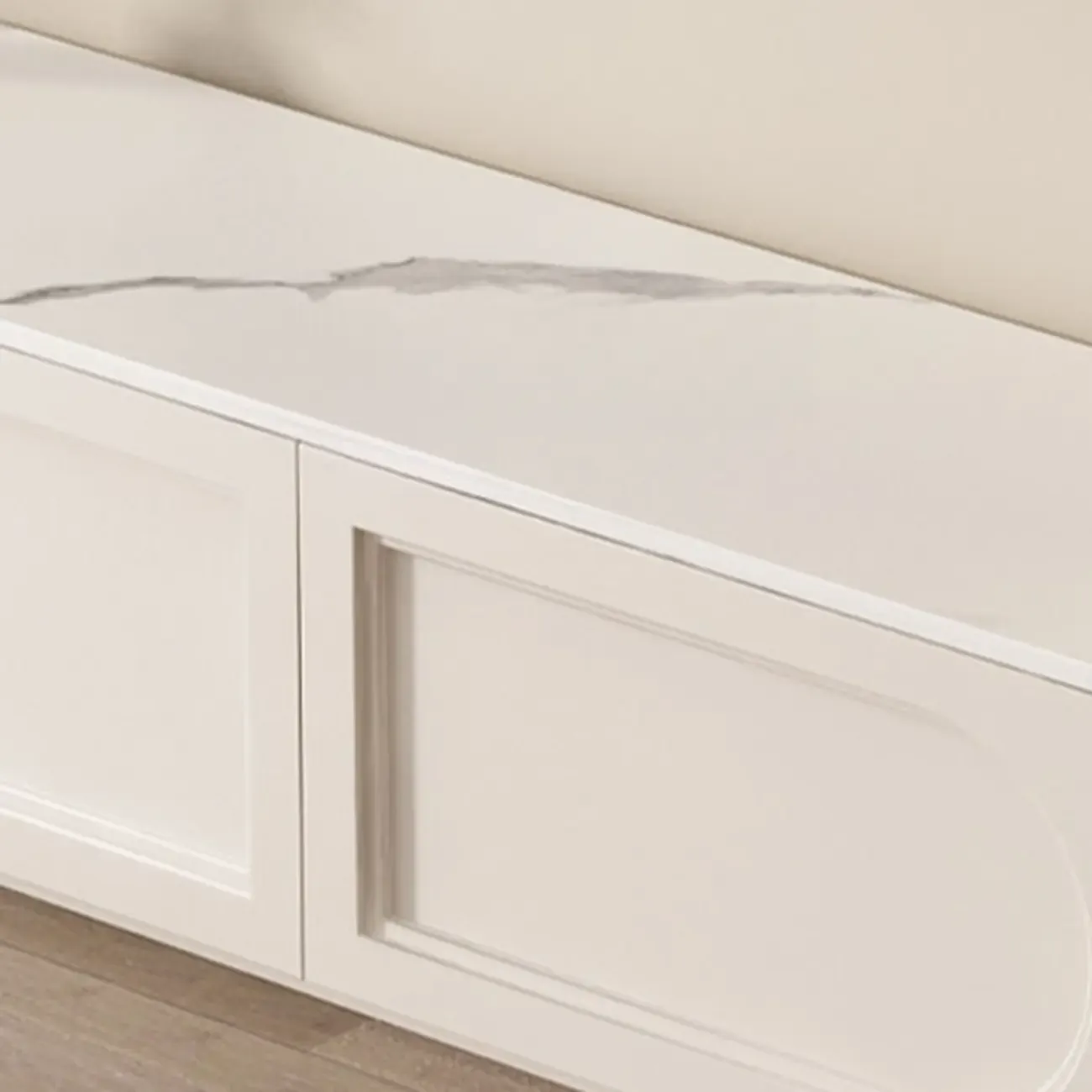 White Modern Long Wooden TV Stand with Drawers Image - 7