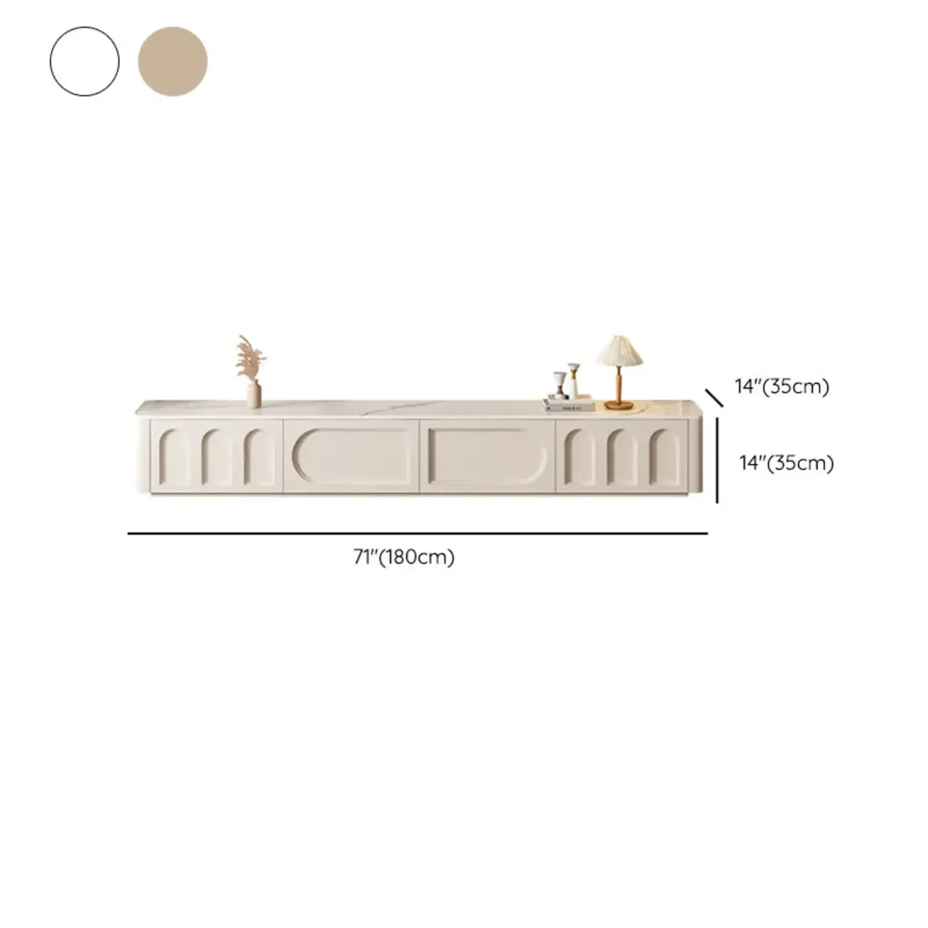 White Modern Long Wooden TV Stand with Drawers Image - 13