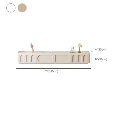 White Modern Long Wooden TV Stand with Drawers Image - 13