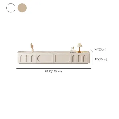 White Modern Long Wooden TV Stand with Drawers Image - 15