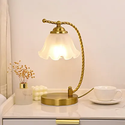 Gold Flower Kids Lamp Frosted Glass LED for Bedroom Image - 1