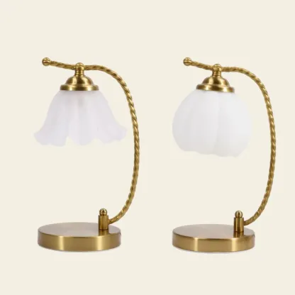 Gold Flower Kids Lamp Frosted Glass LED for Bedroom Image - 4