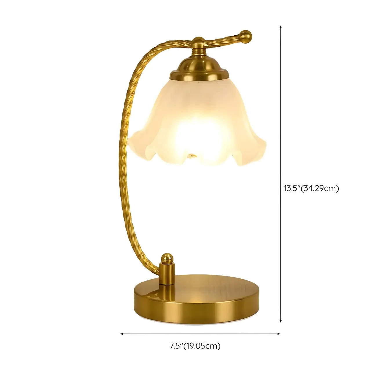 Gold Flower Kids Lamp Frosted Glass LED for Bedroom #size