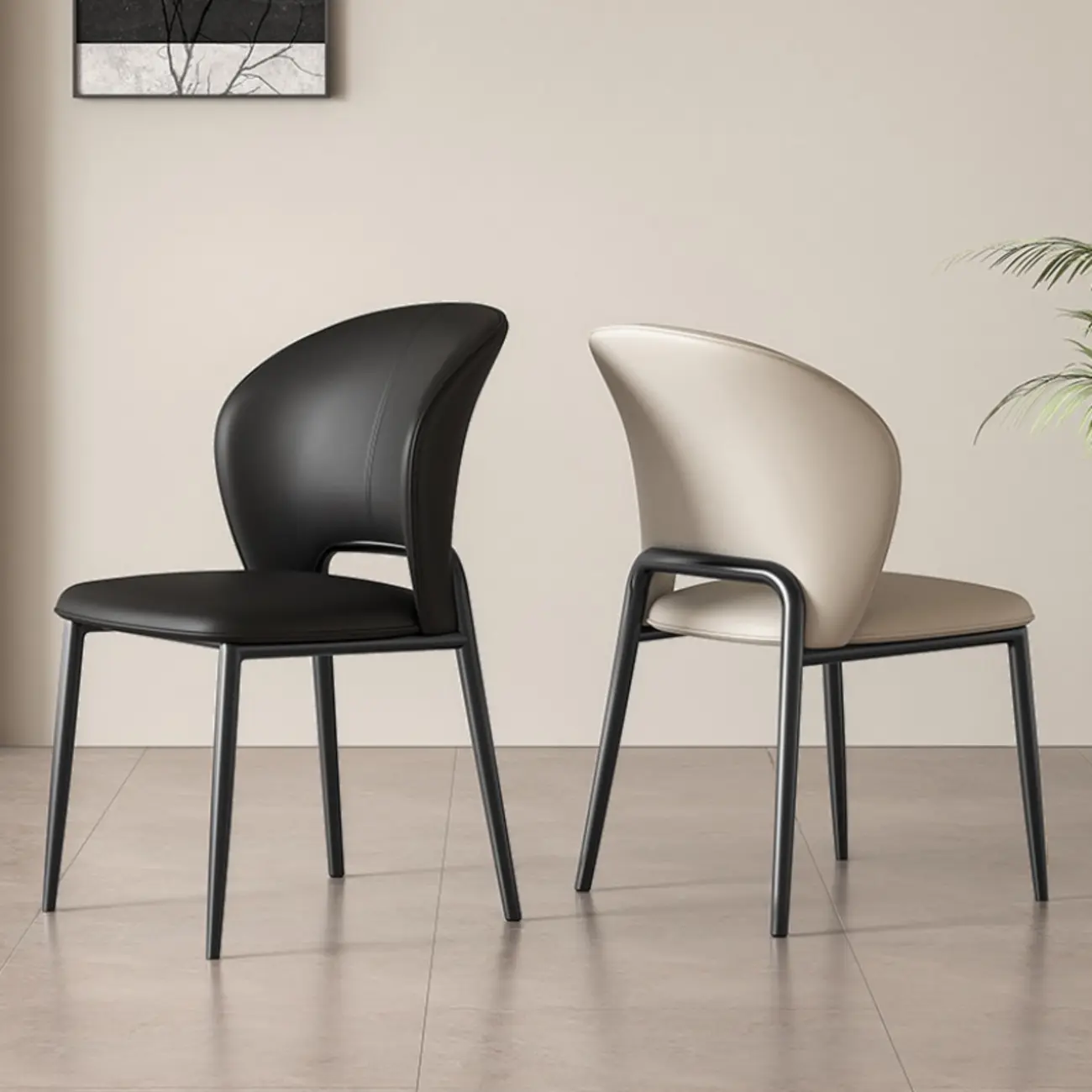 Modern Faux Leather Curved Low Back Dining Chair Image - 1 | homeyfad