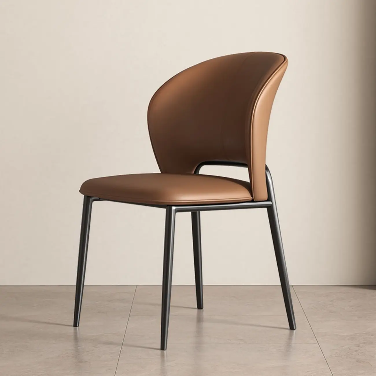 Modern Faux Leather Curved Low Back Dining Chair Image - 11 | homeyfad