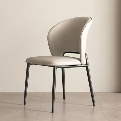 Modern Faux Leather Curved Low Back Dining Chair Image - 8