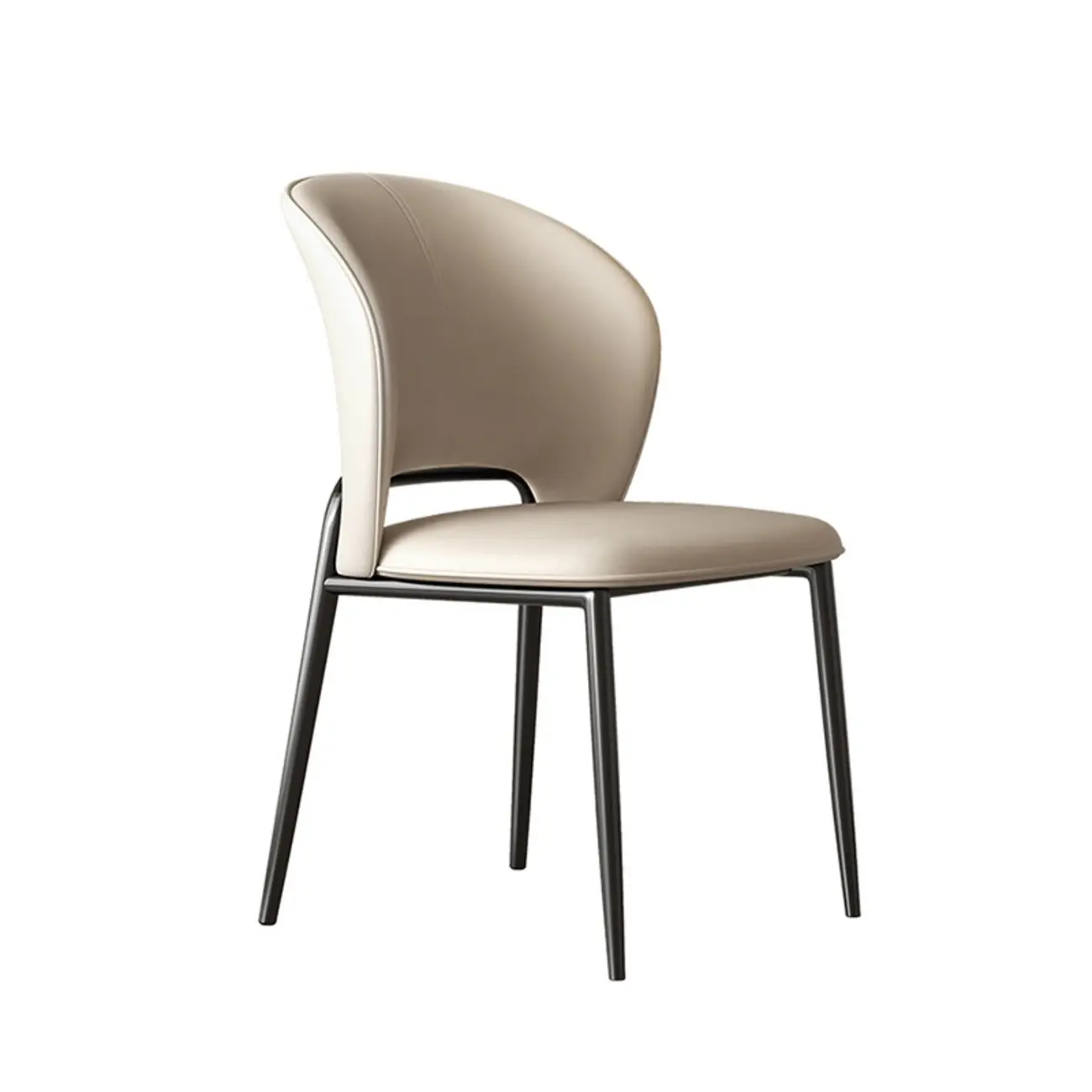 Modern Faux Leather Curved Low Back Dining Chair Image - 16 | homeyfad