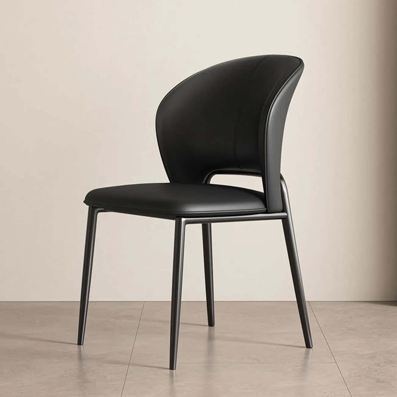 Modern Faux Leather Curved Low Back Dining Chair Image - 10 | homeyfad