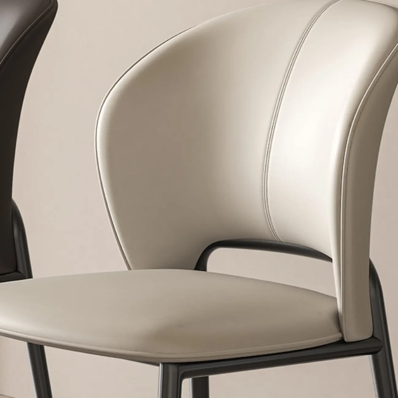 Modern Faux Leather Curved Low Back Dining Chair Image - 4 | homeyfad