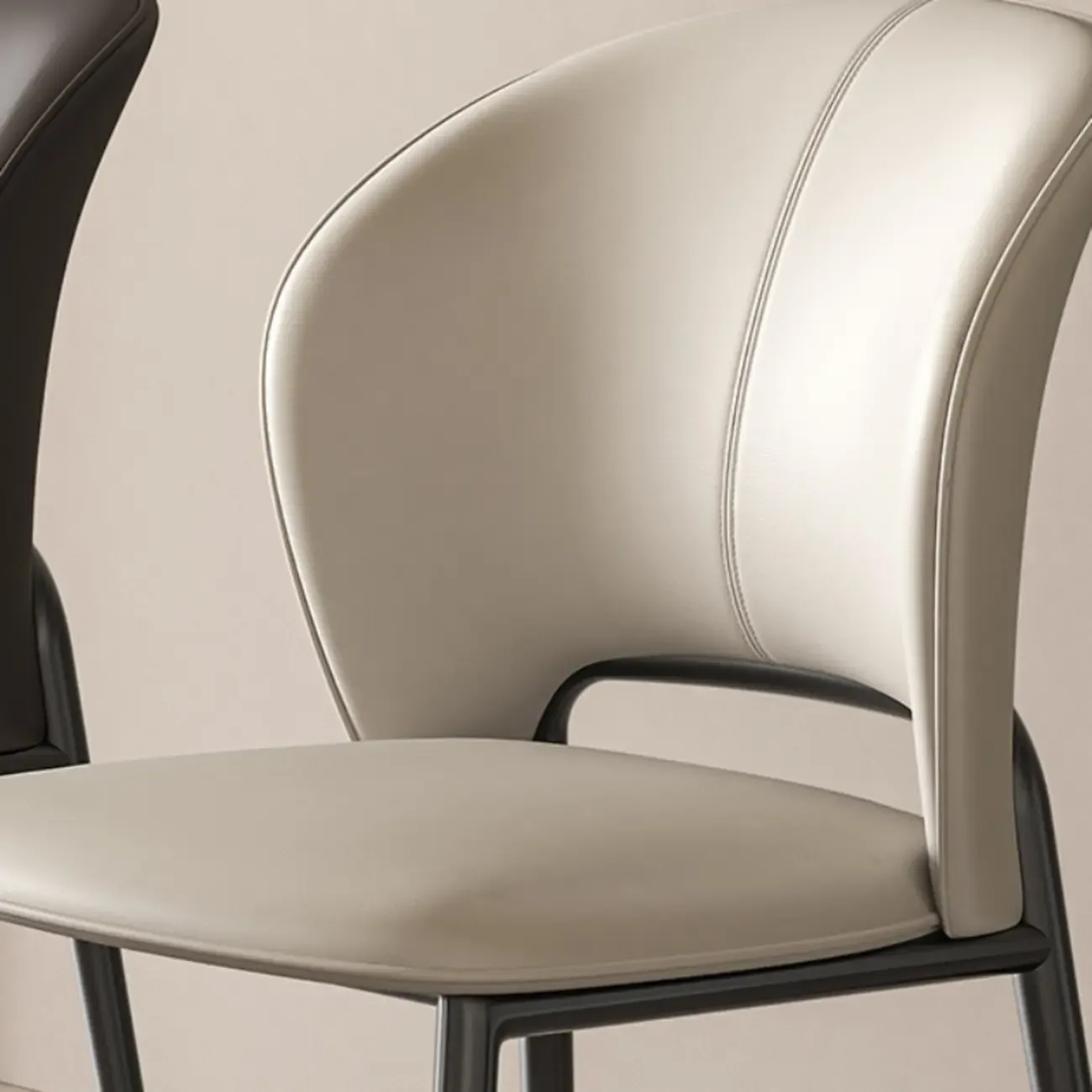 Modern Faux Leather Curved Low Back Dining Chair Image - 4