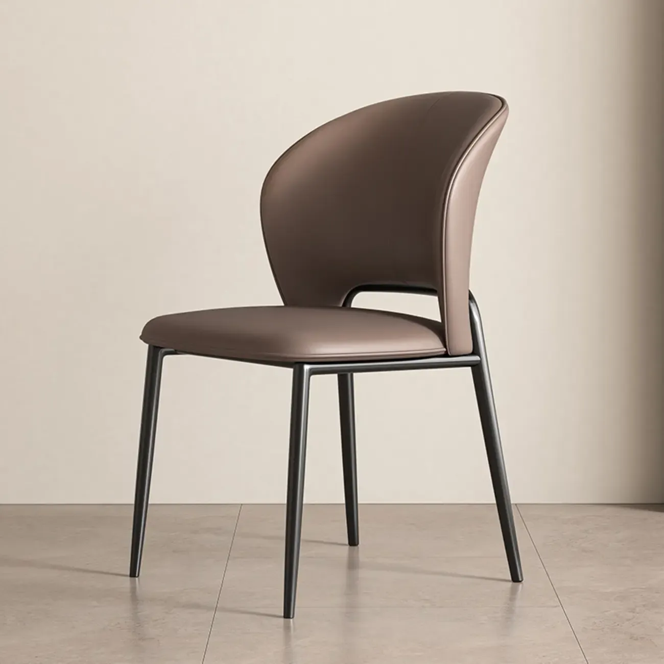 Modern Faux Leather Curved Low Back Dining Chair Image - 14