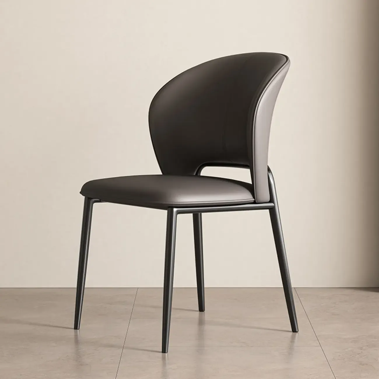 Modern Faux Leather Curved Low Back Dining Chair Image - 15