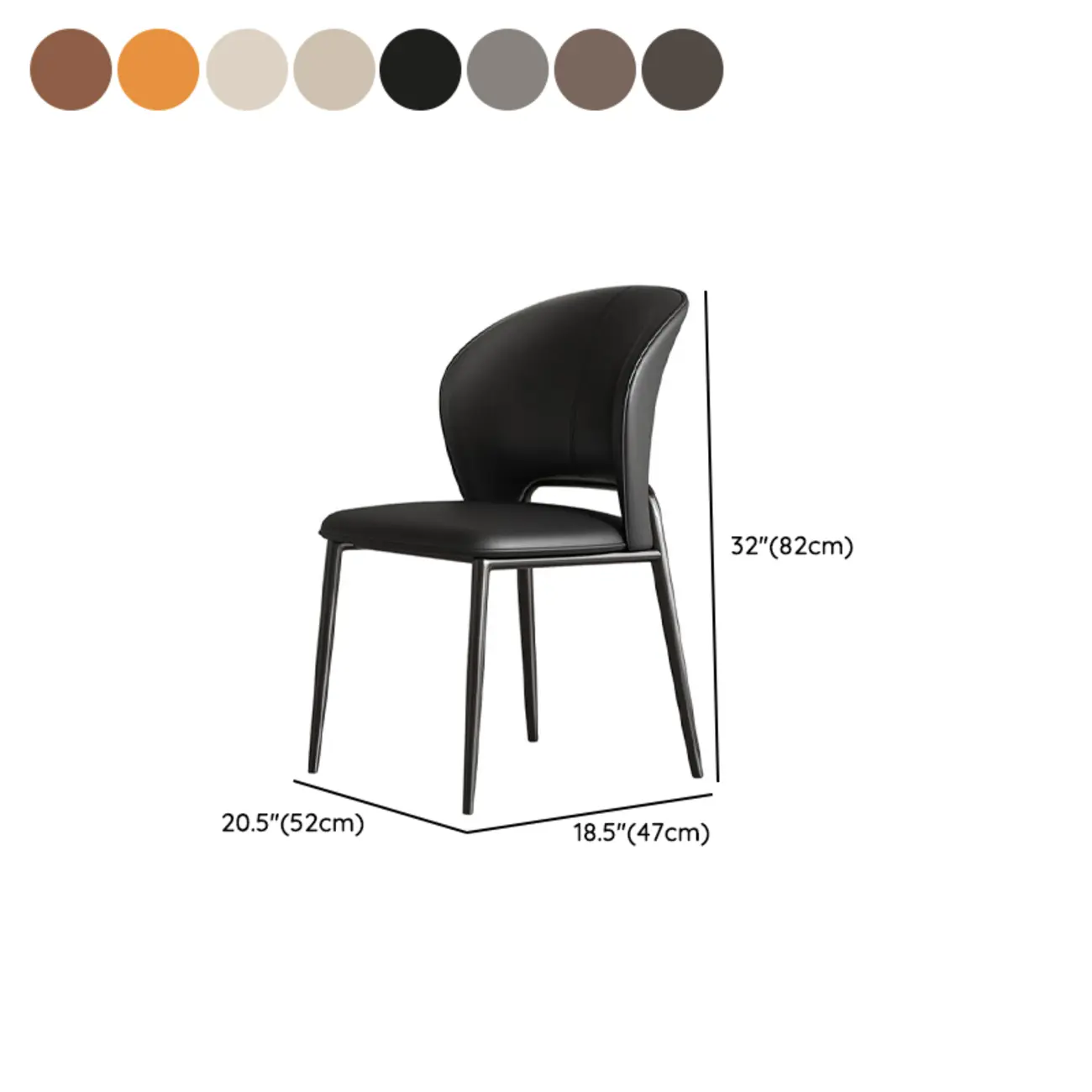 Modern Faux Leather Curved Low Back Dining Chair #size | homeyfad