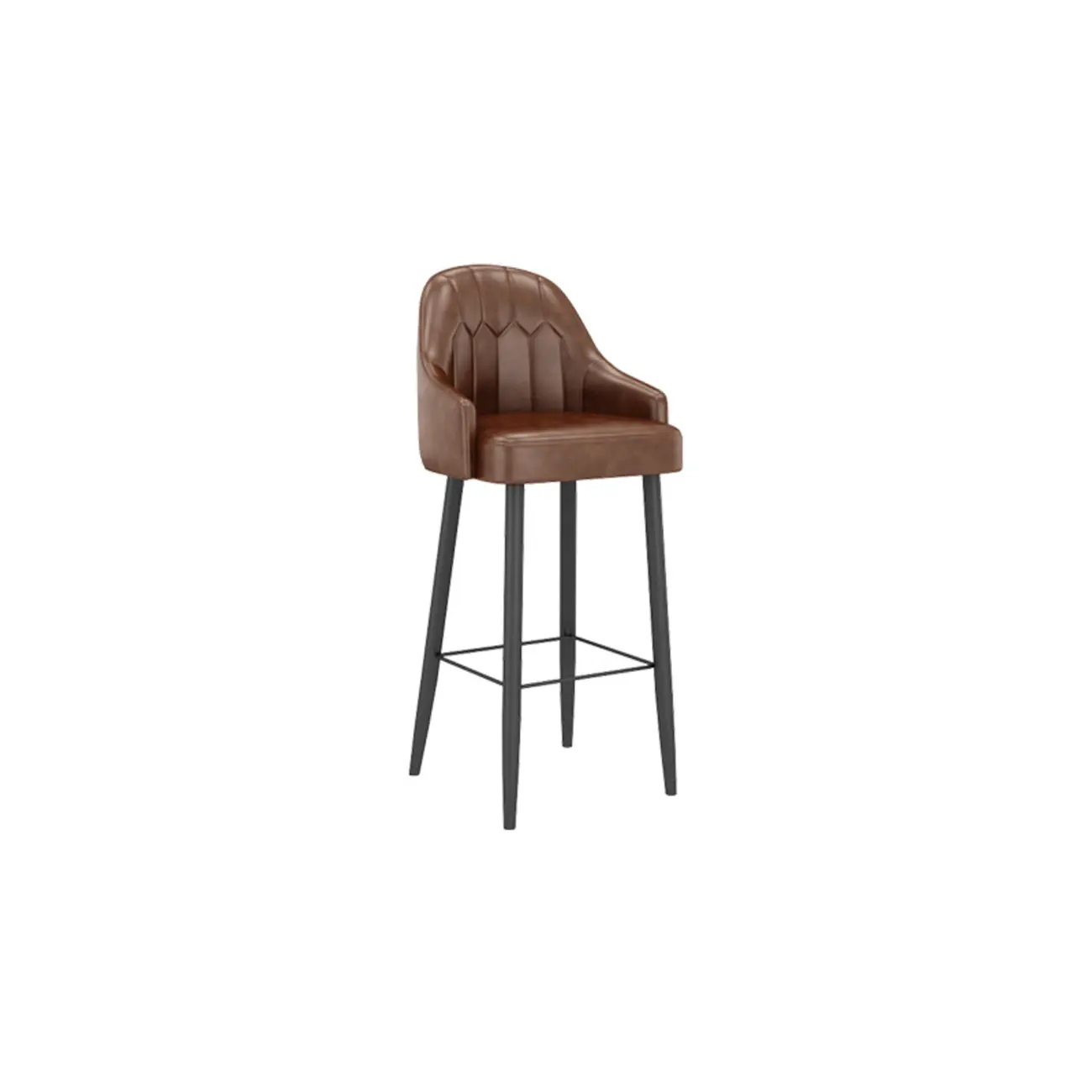 Mid-century Modern Saddle Brown Bucket Upholstered Leather Bar Stools Image - 7 | homeyfad