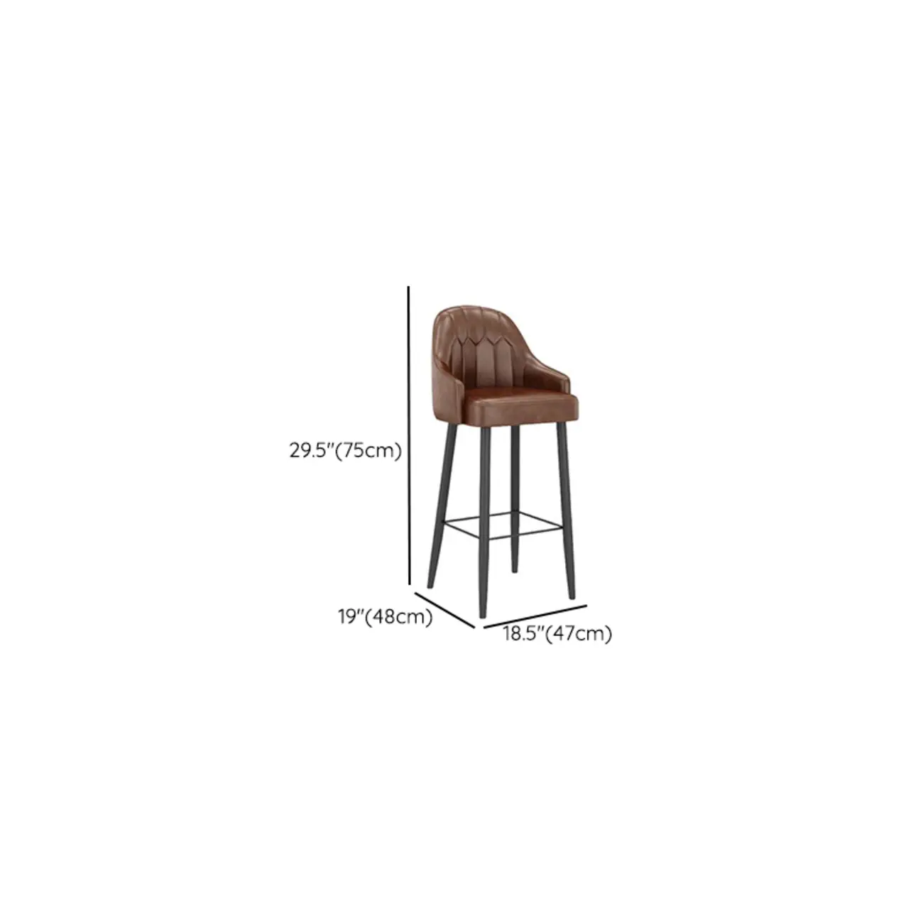 Mid-century Modern Saddle Brown Bucket Upholstered Leather Bar Stools #size | homeyfad