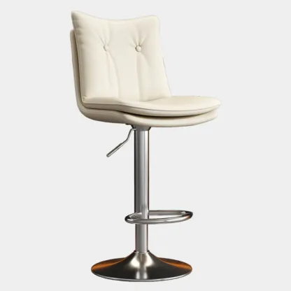 Adjustable Leather Low Back Swivel Bar Stools with Footrest Image - 17