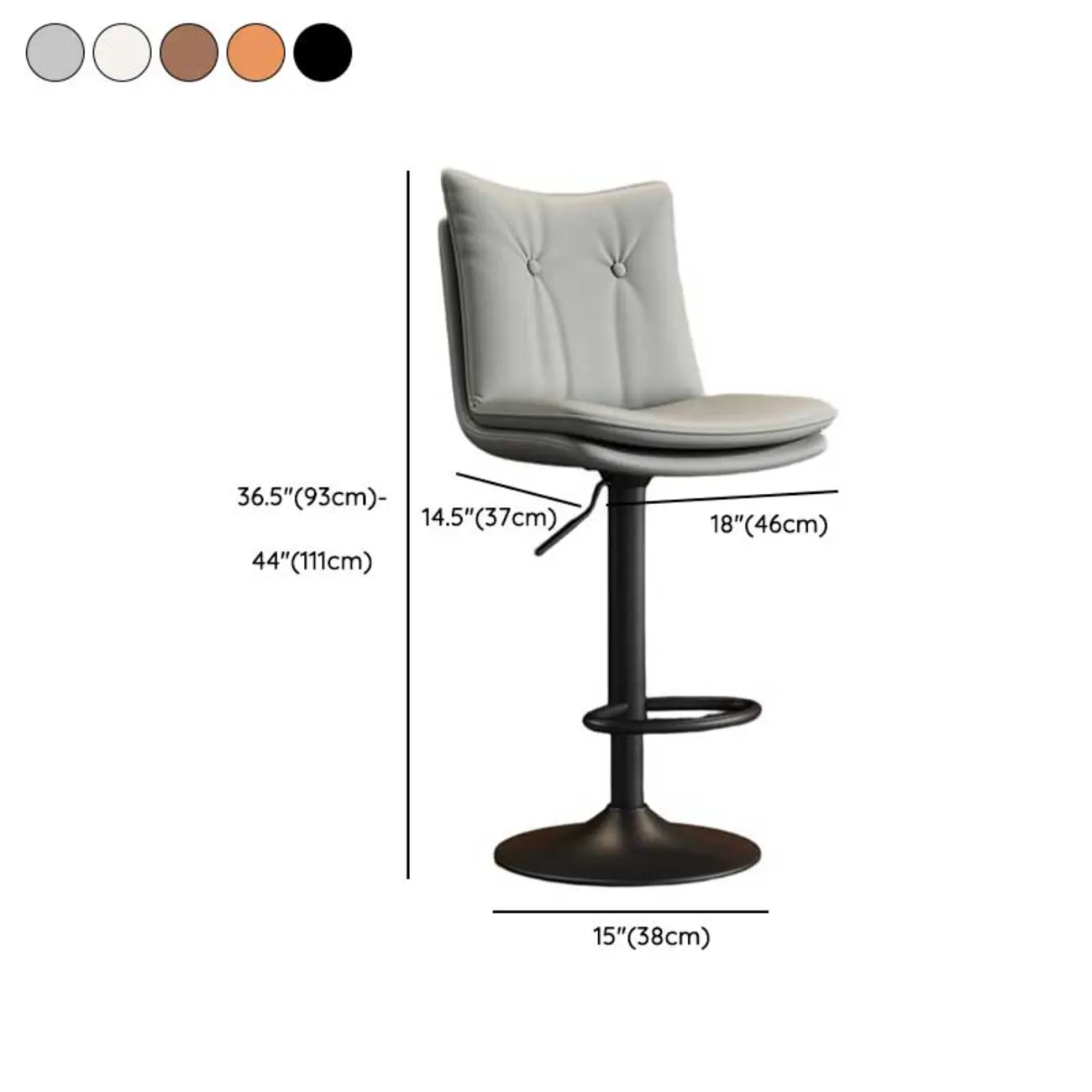 Adjustable Leather Low Back Swivel Bar Stools with Footrest Image - 19 | homeyfad