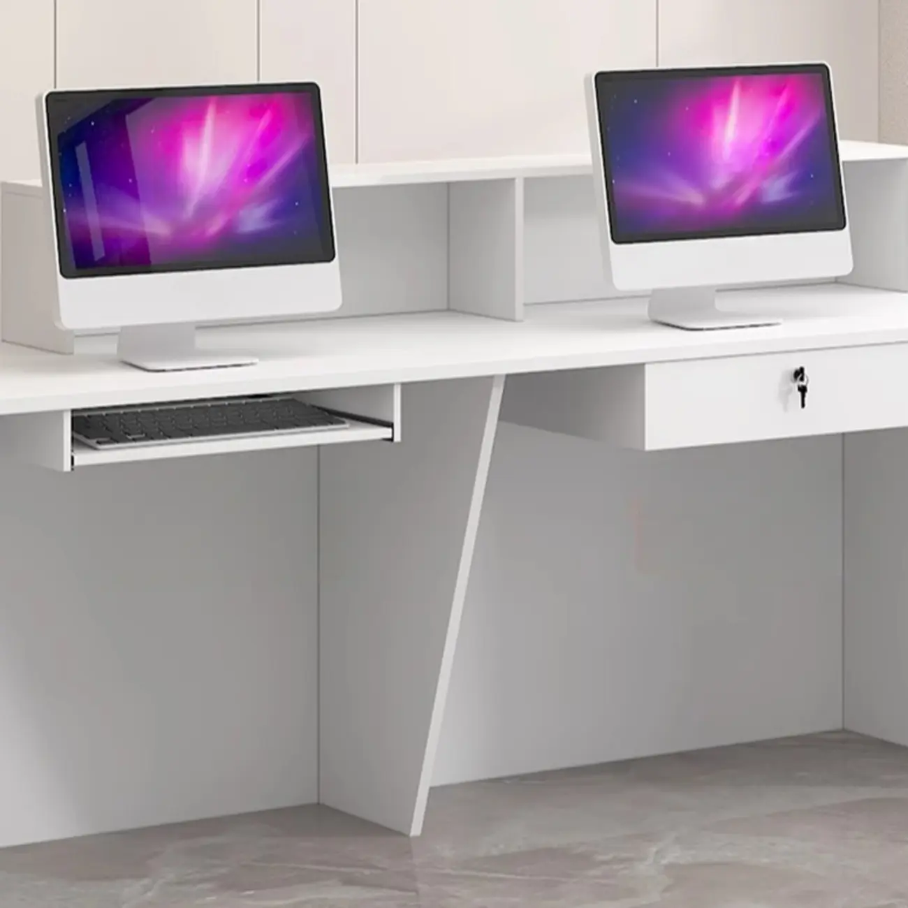 Modern Rectangular White 2 Seats Reception Front Desk Image - 2 | homeyfad