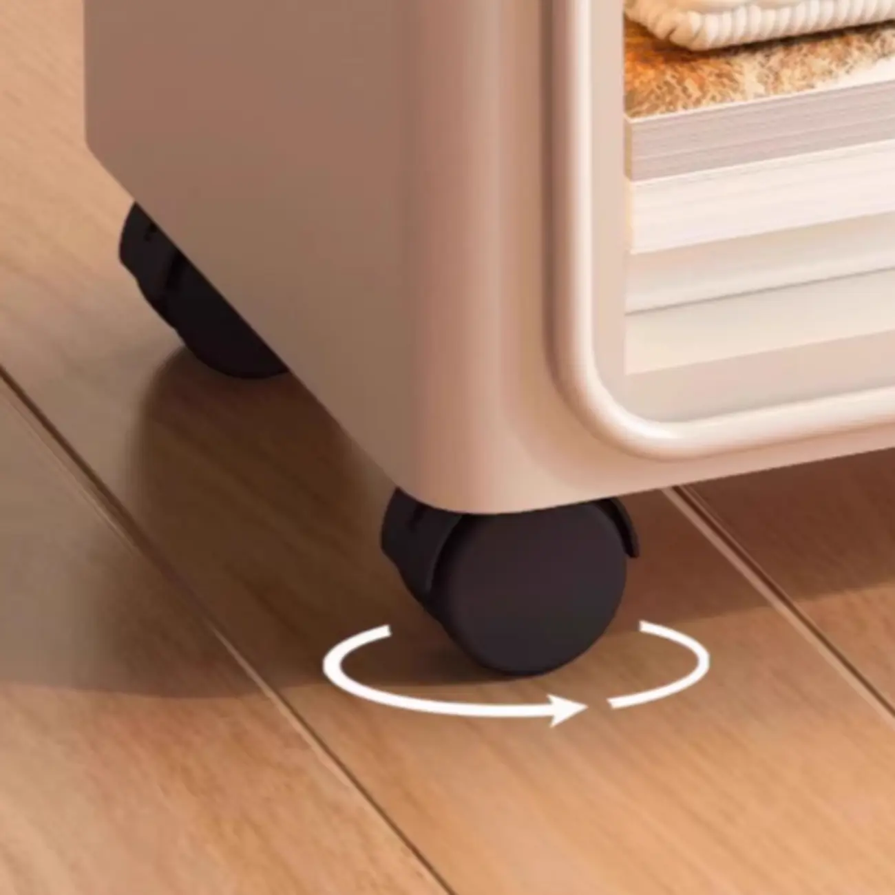 3-Tier Modern Acrylic Wheeled Storage Side Table Off-White Image - 9 | homeyfad