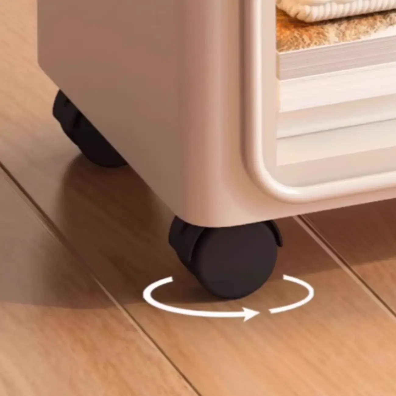 3-Tier Modern Acrylic Wheeled Storage Side Table Off-White Image - 9