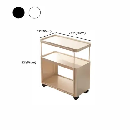 3-Tier Modern Acrylic Wheeled Storage Side Table Off-White #size