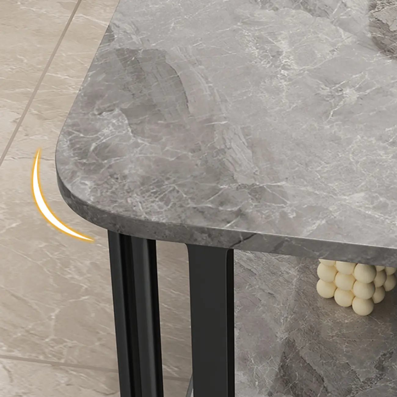 Luxury Rectangular Gold 2-Tier Coffee Table with Stone Top Image - 6 | homeyfad