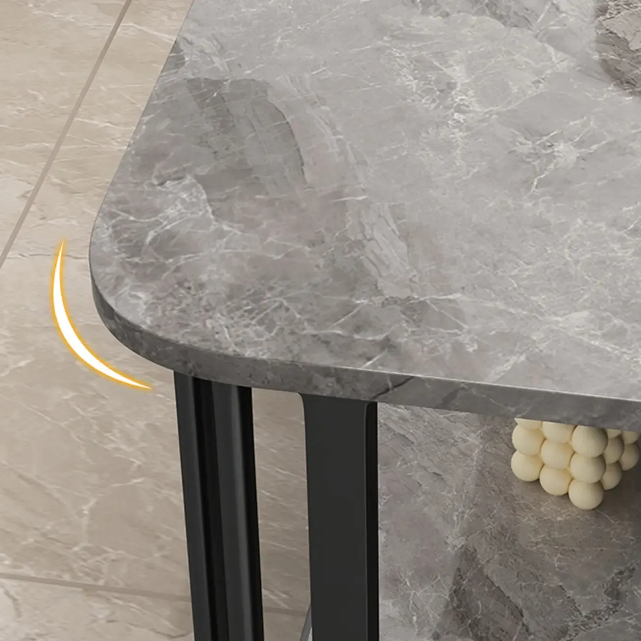 Luxury Rectangular Gold 2-Tier Coffee Table with Stone Top Image - 6