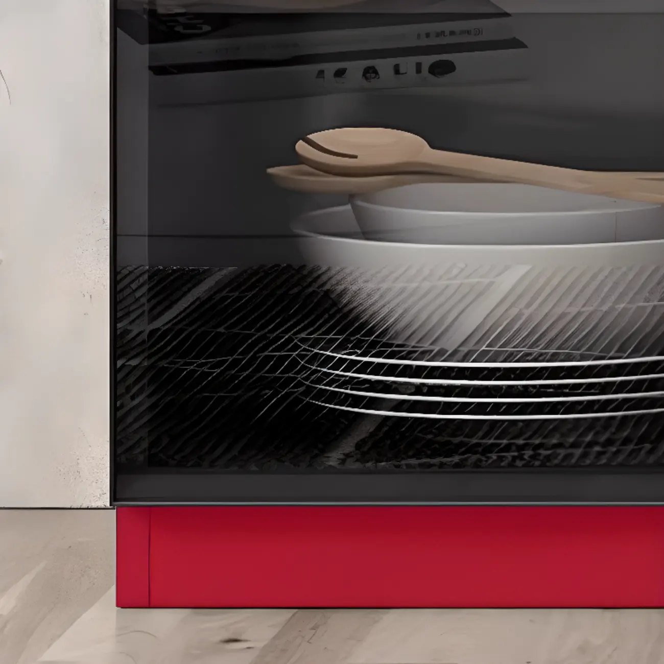 Large 3 Shelves Glass Wood Black Sideboard with LED Light Image - 12 | homeyfad