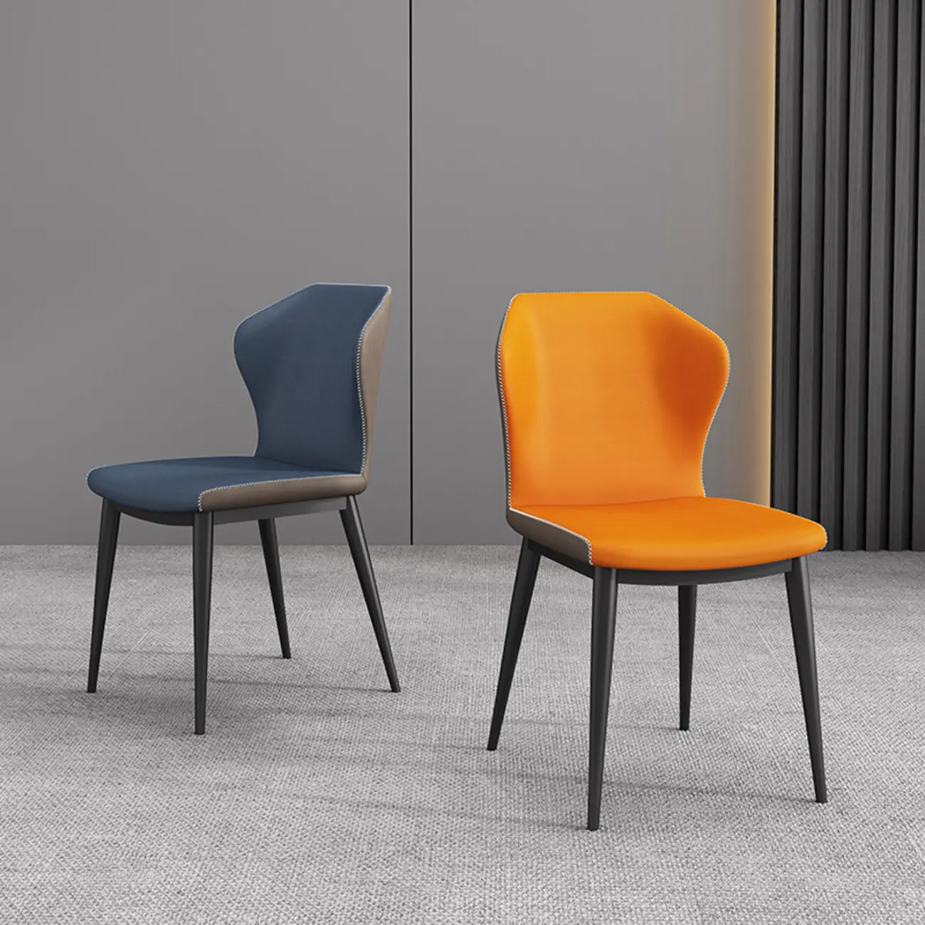 Modern Faux Leather Dining Chair with Wing Back Steel Legs Image - 1 | homeyfad