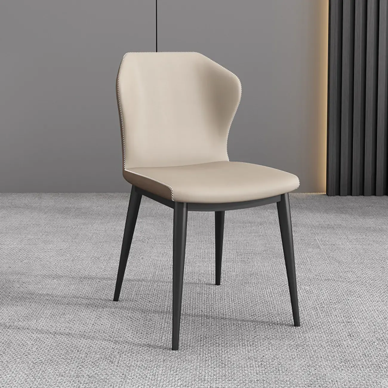 Modern Faux Leather Dining Chair with Wing Back Steel Legs Image - 2