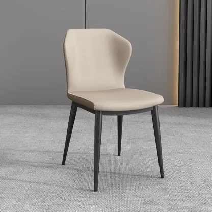 Modern Faux Leather Dining Chair with Wing Back Steel Legs Image - 2