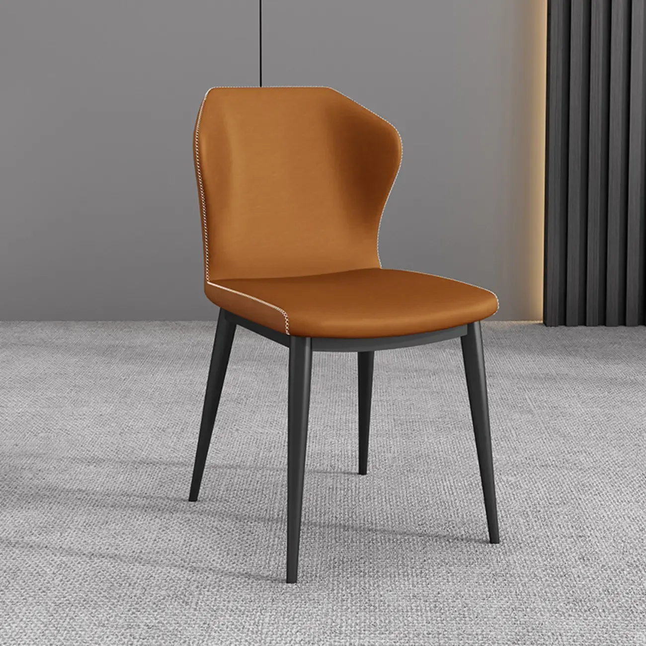Modern Faux Leather Dining Chair with Wing Back Steel Legs Image - 3