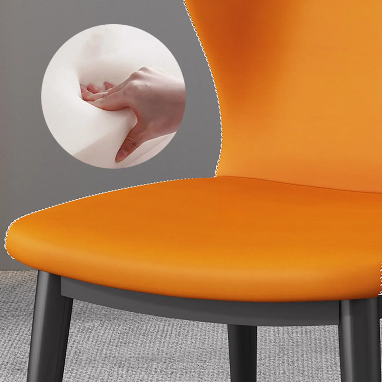 Modern Faux Leather Dining Chair with Wing Back Steel Legs Image - 4 | homeyfad