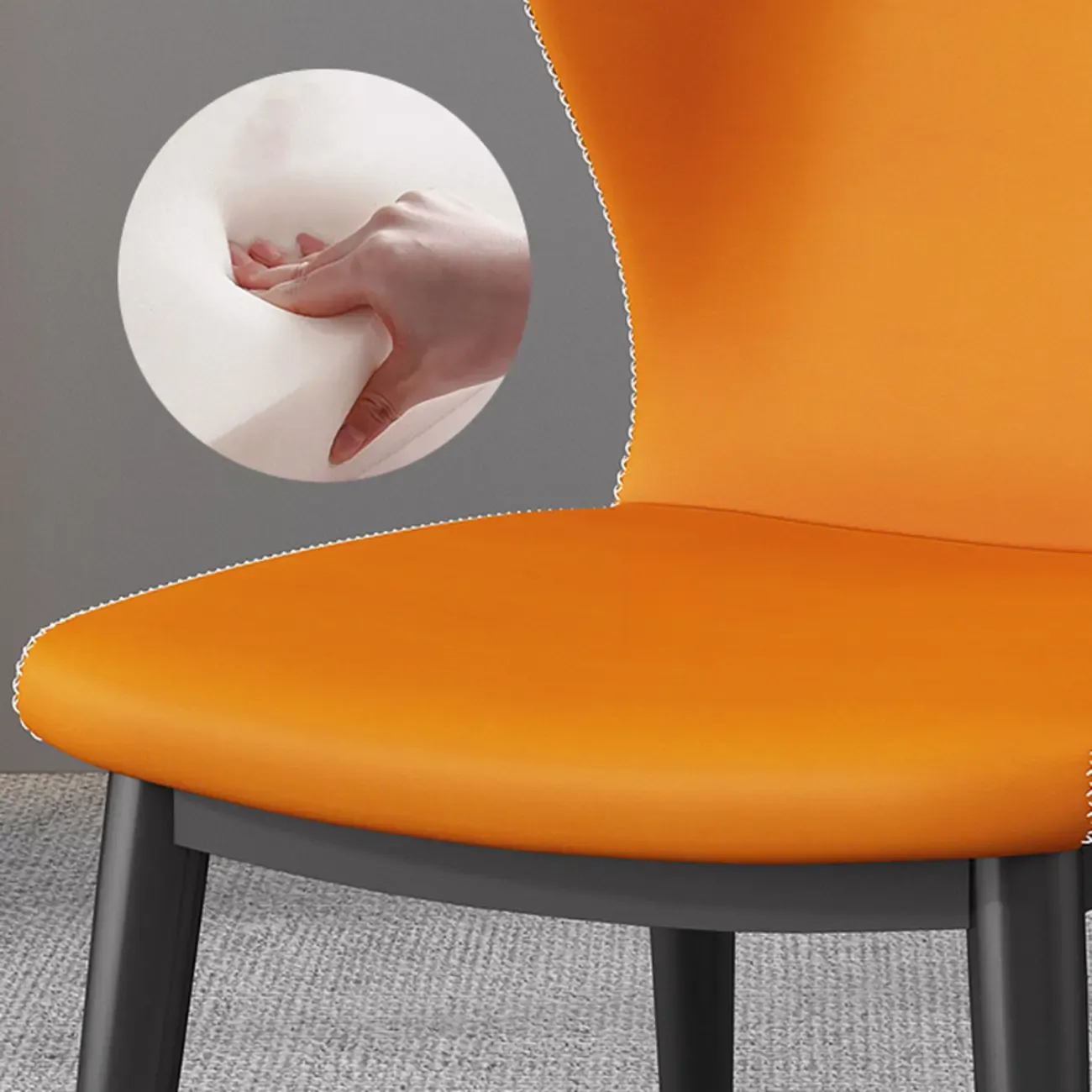 Modern Faux Leather Dining Chair with Wing Back Steel Legs Image - 4