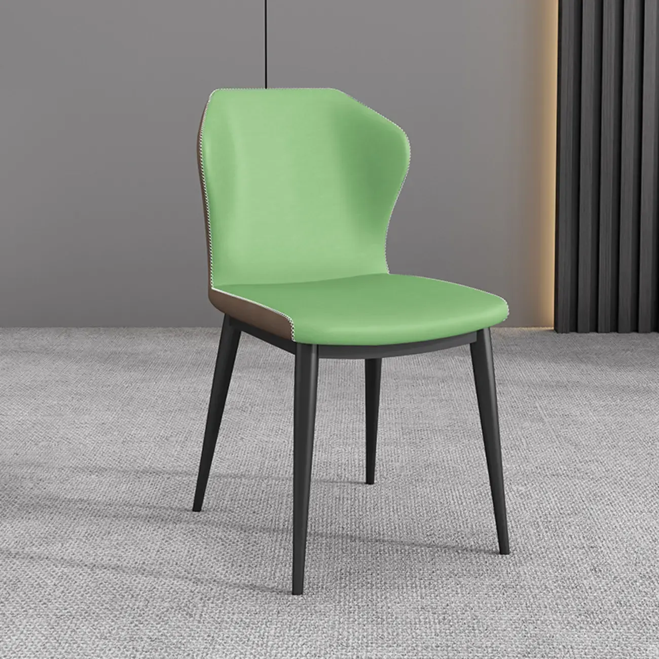 Modern Faux Leather Dining Chair with Wing Back Steel Legs Image - 6