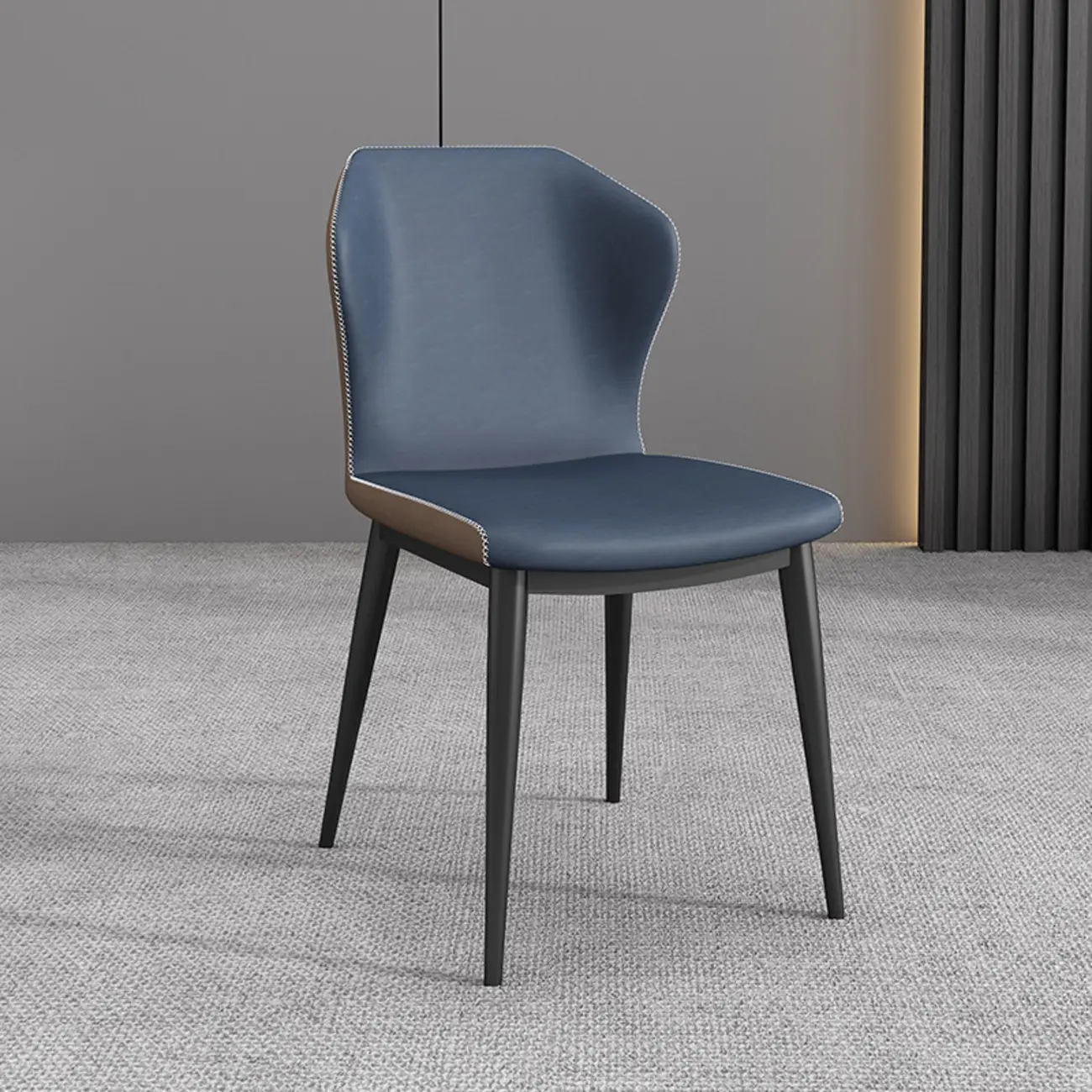 Modern Faux Leather Dining Chair with Wing Back Steel Legs Image - 8 | homeyfad