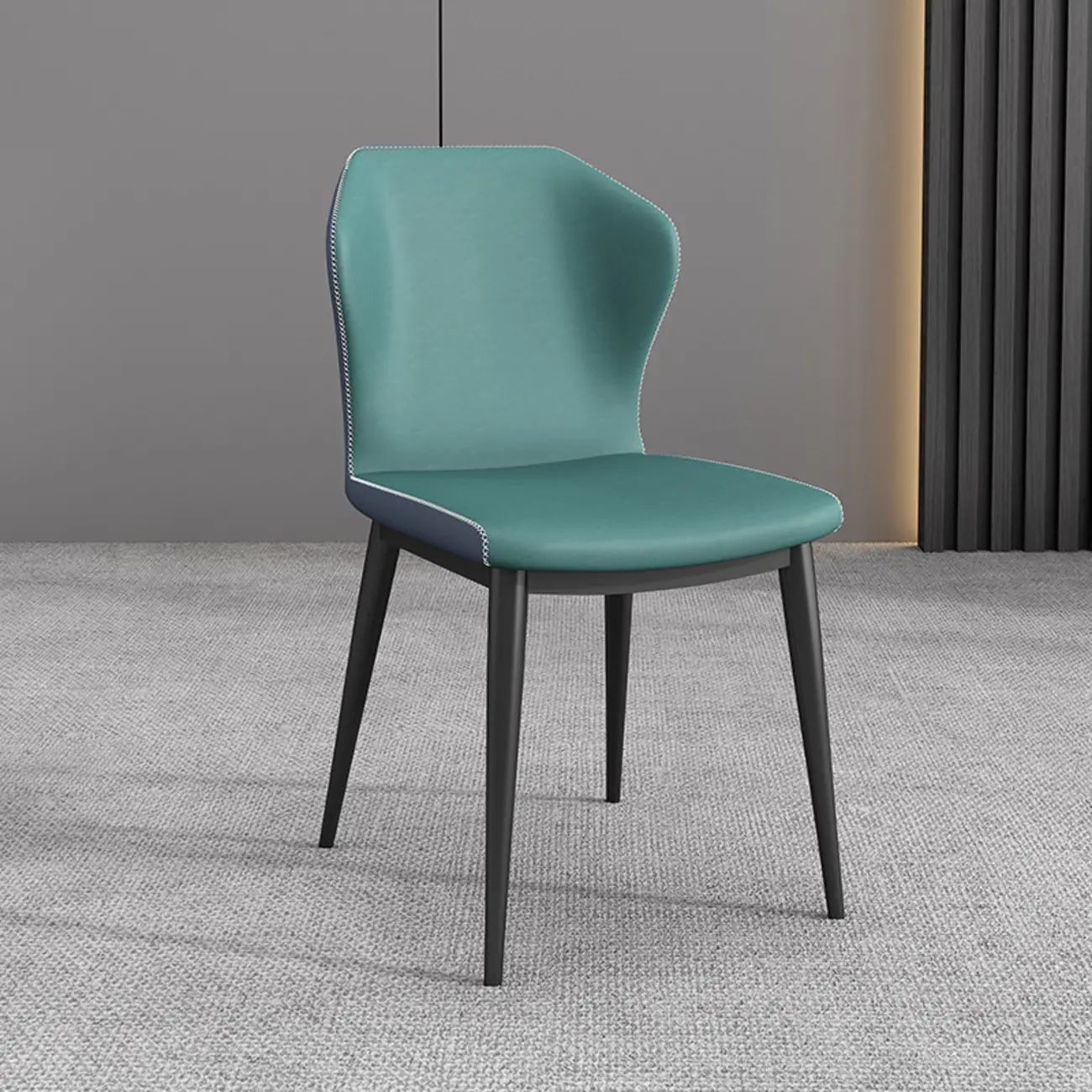 Modern Faux Leather Dining Chair with Wing Back Steel Legs Image - 9 | homeyfad