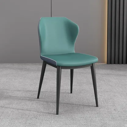Modern Faux Leather Dining Chair with Wing Back Steel Legs Image - 9