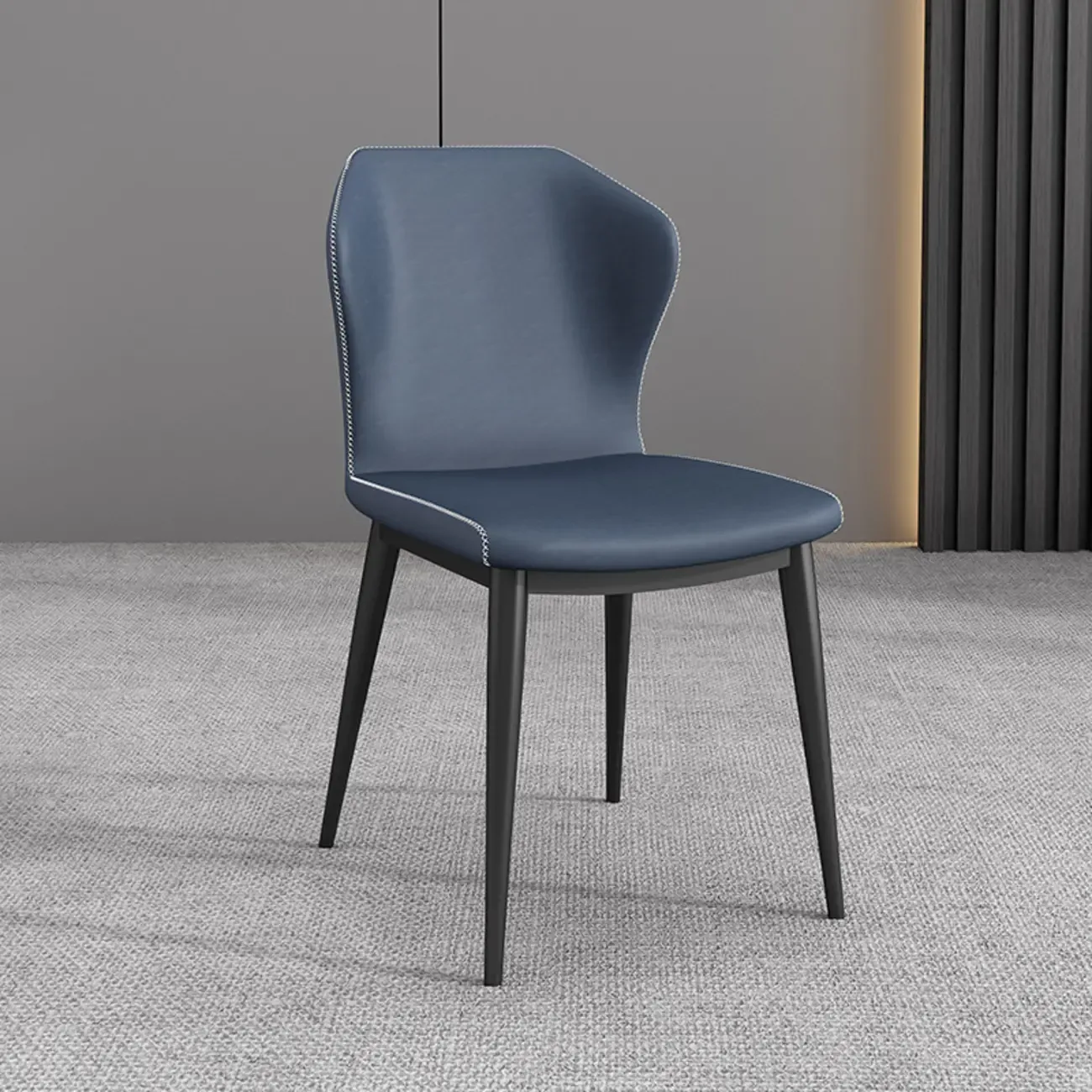 Modern Faux Leather Dining Chair with Wing Back Steel Legs Image - 11