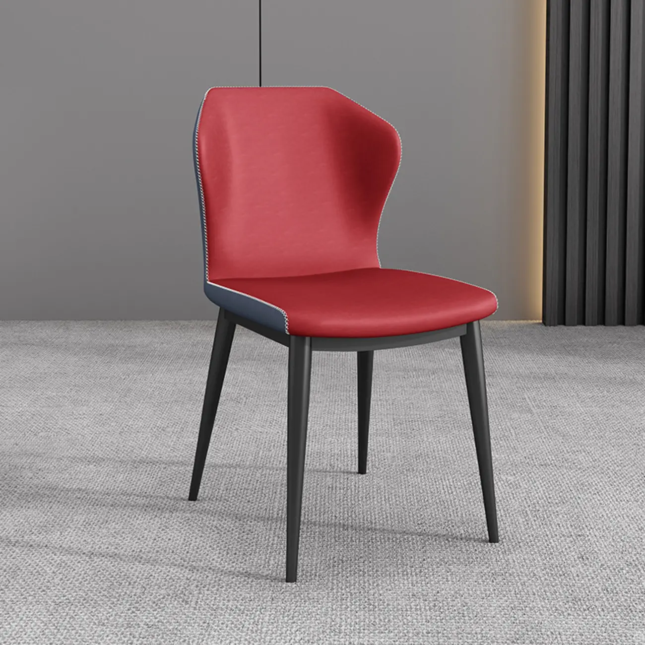 Modern Faux Leather Dining Chair with Wing Back Steel Legs Image - 13 | homeyfad