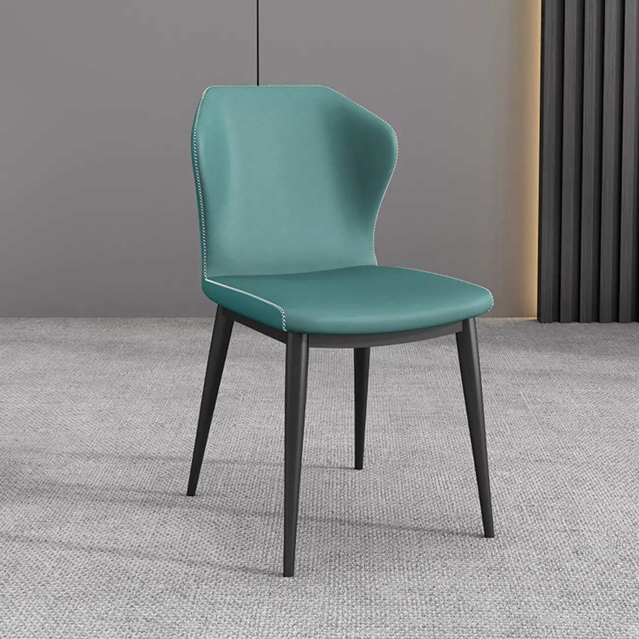 Modern Faux Leather Dining Chair with Wing Back Steel Legs Image - 15 | homeyfad