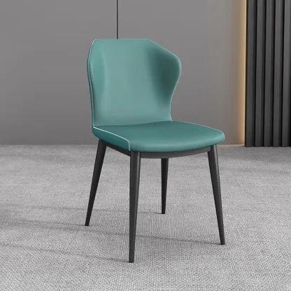 Modern Faux Leather Dining Chair with Wing Back Steel Legs Image - 15