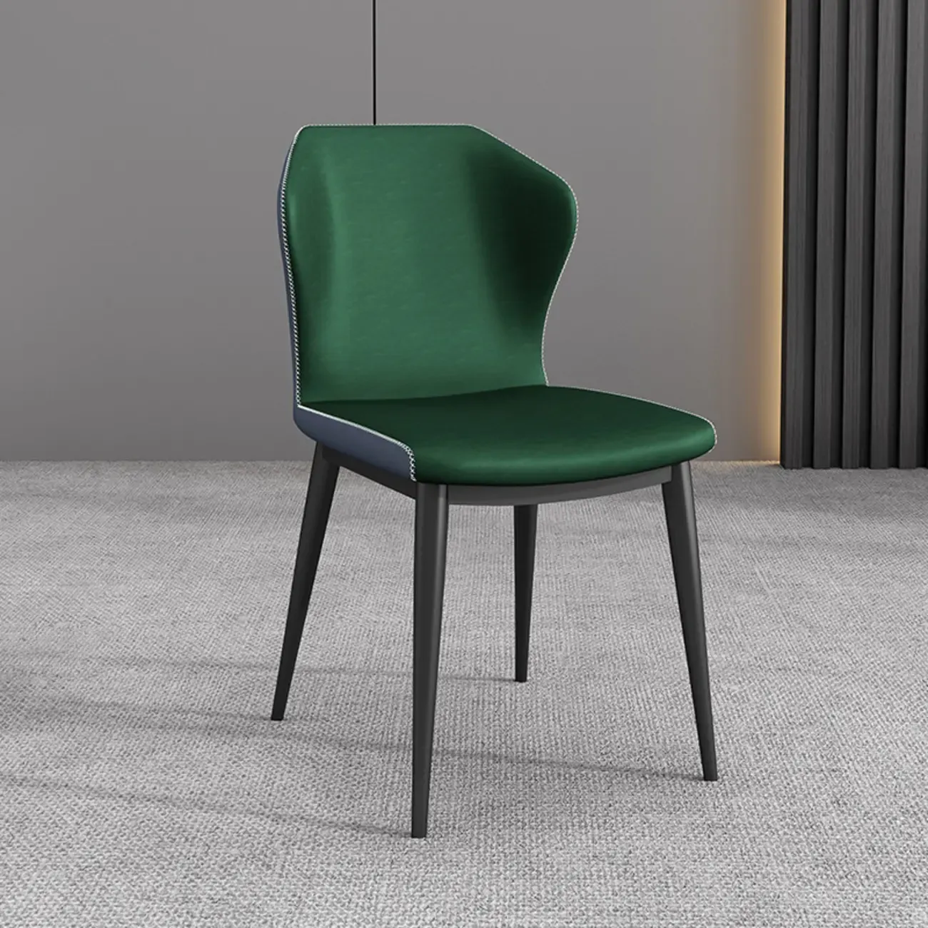 Modern Faux Leather Dining Chair with Wing Back Steel Legs Image - 16
