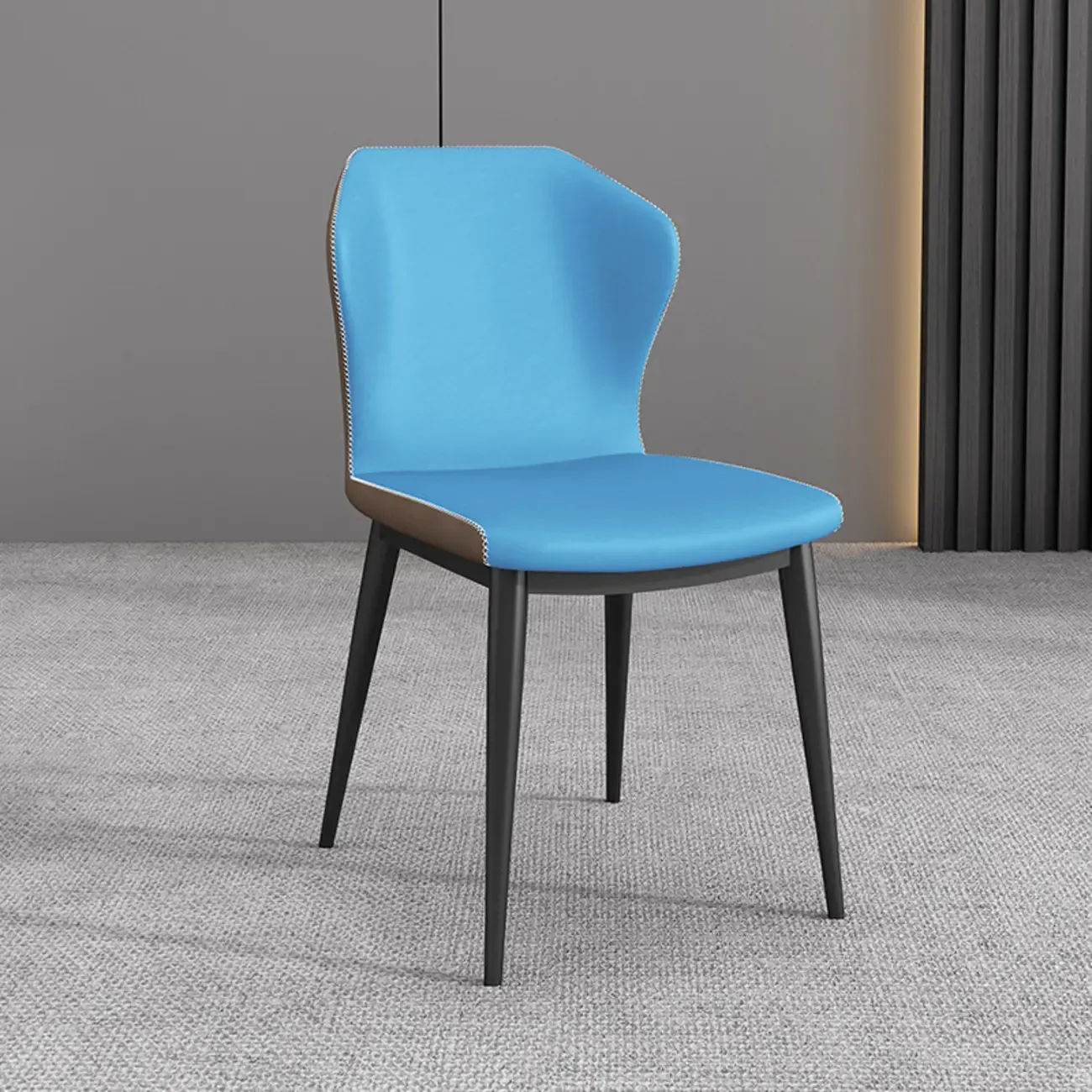 Modern Faux Leather Dining Chair with Wing Back Steel Legs Image - 19