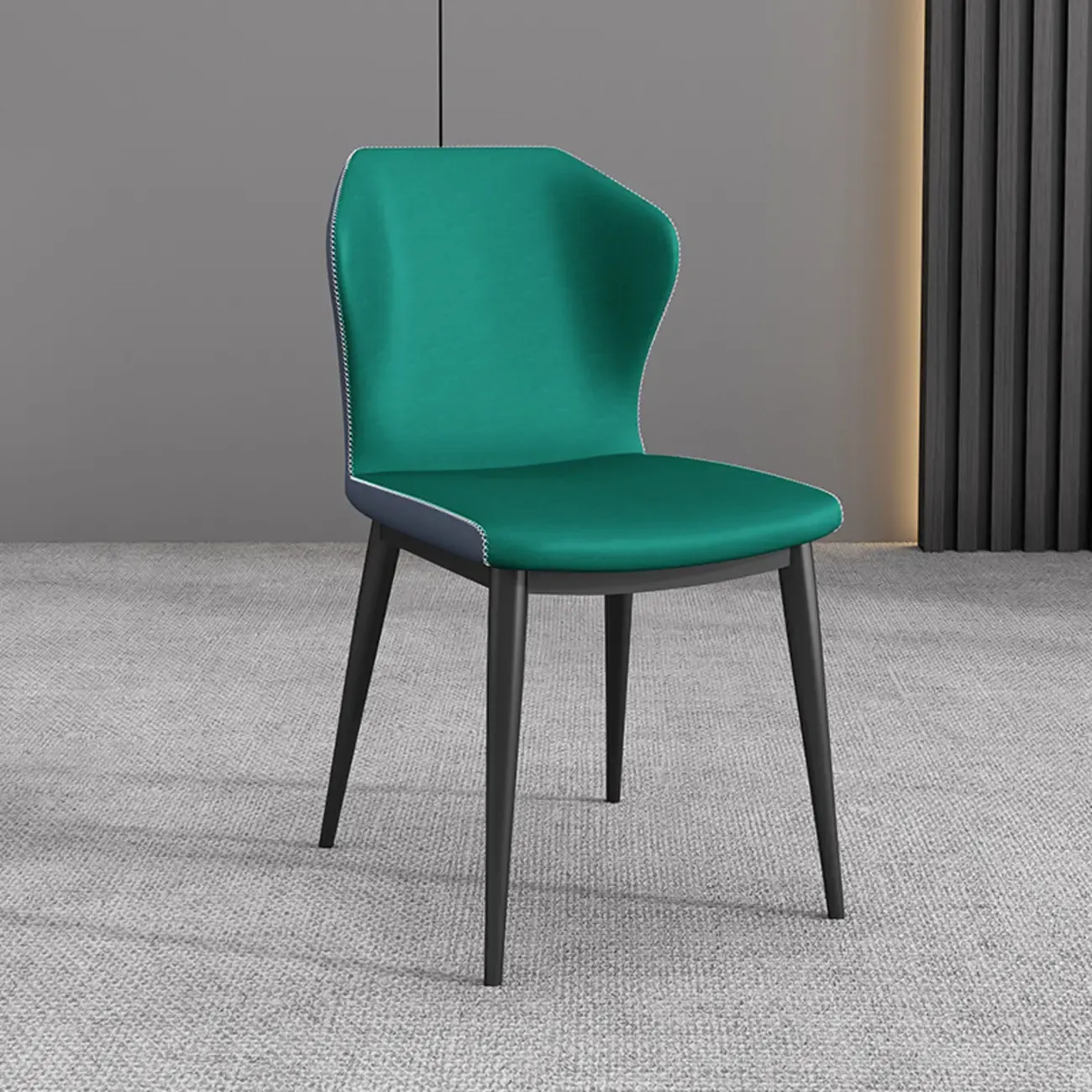 Modern Faux Leather Dining Chair with Wing Back Steel Legs Image - 21