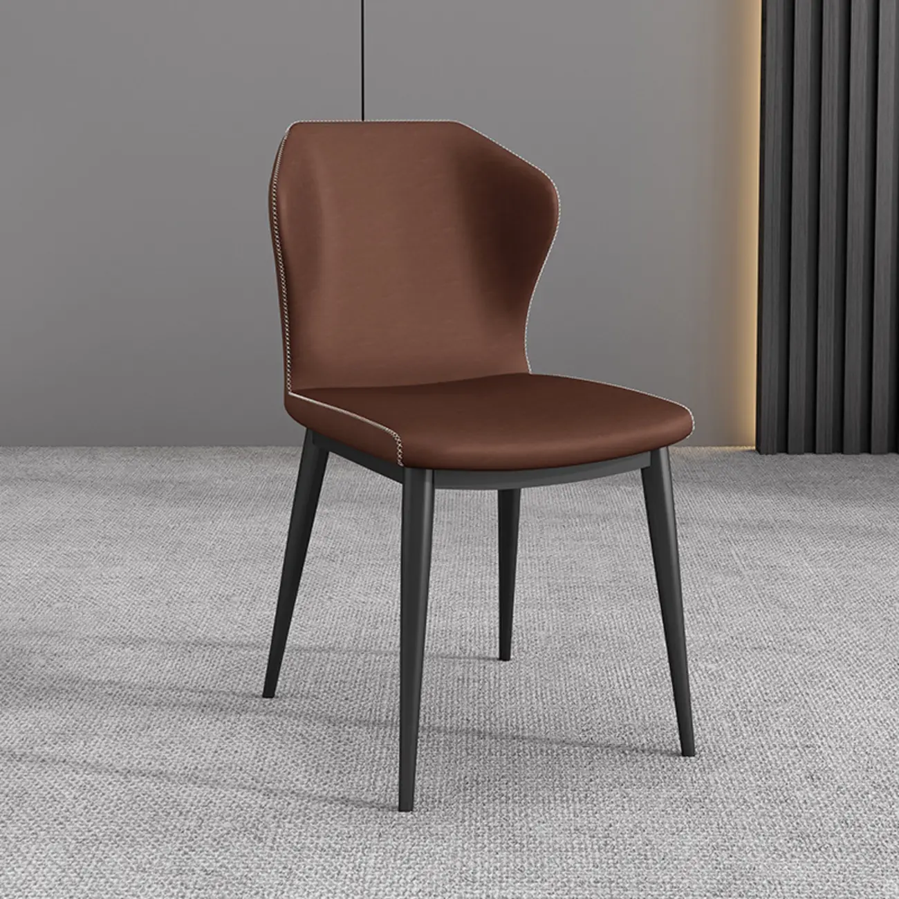 Modern Faux Leather Dining Chair with Wing Back Steel Legs Image - 22 | homeyfad