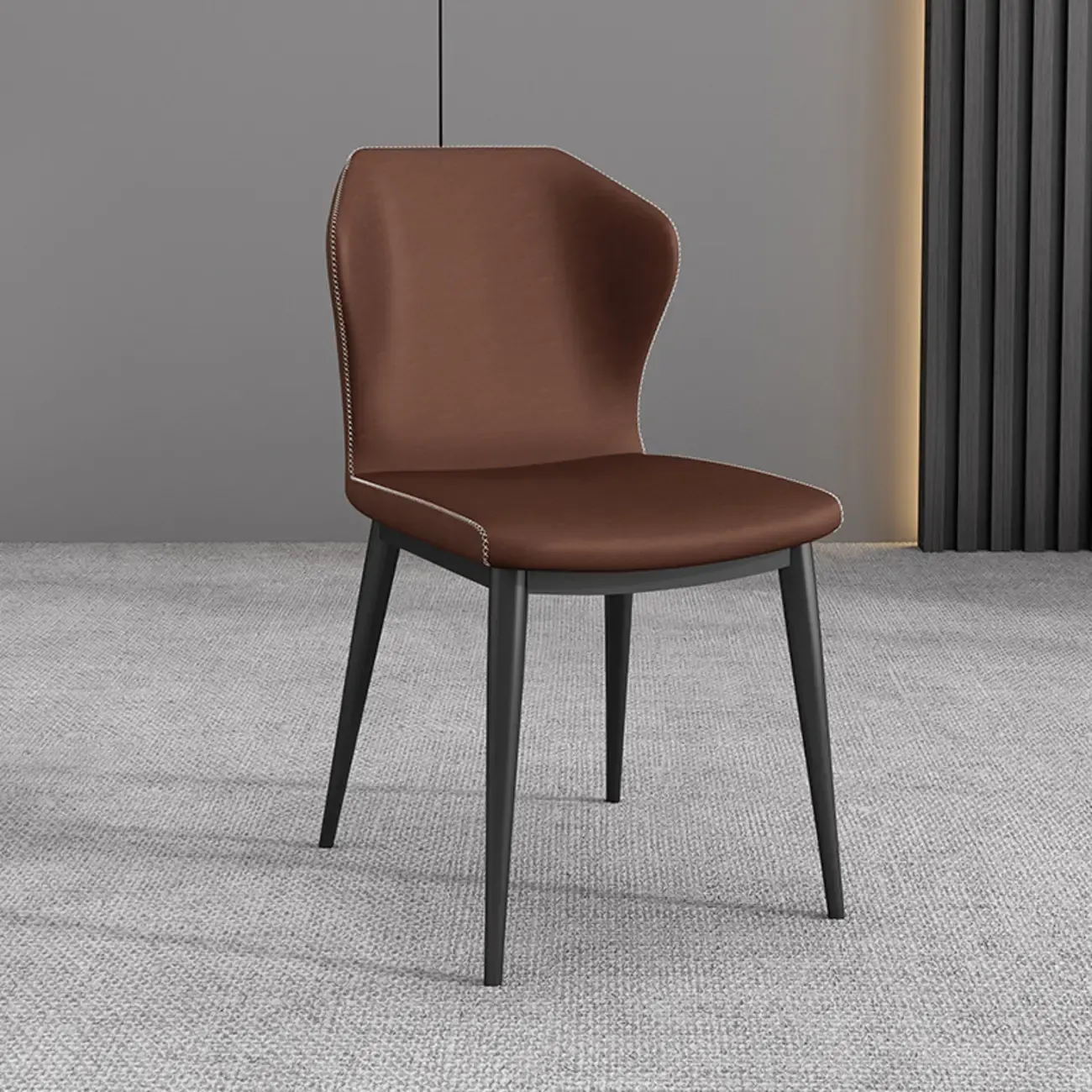 Modern Faux Leather Dining Chair with Wing Back Steel Legs Image - 22
