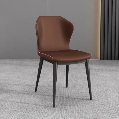 Modern Faux Leather Dining Chair with Wing Back Steel Legs Image - 22