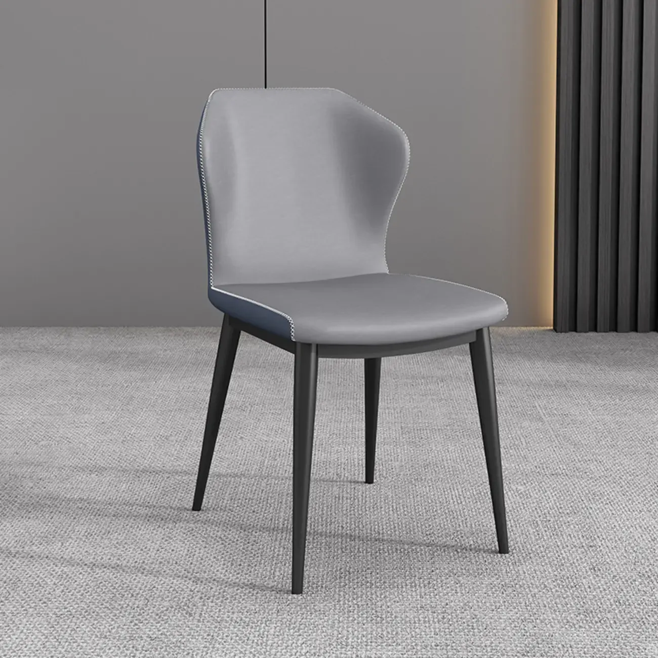 Modern Faux Leather Dining Chair with Wing Back Steel Legs Image - 23