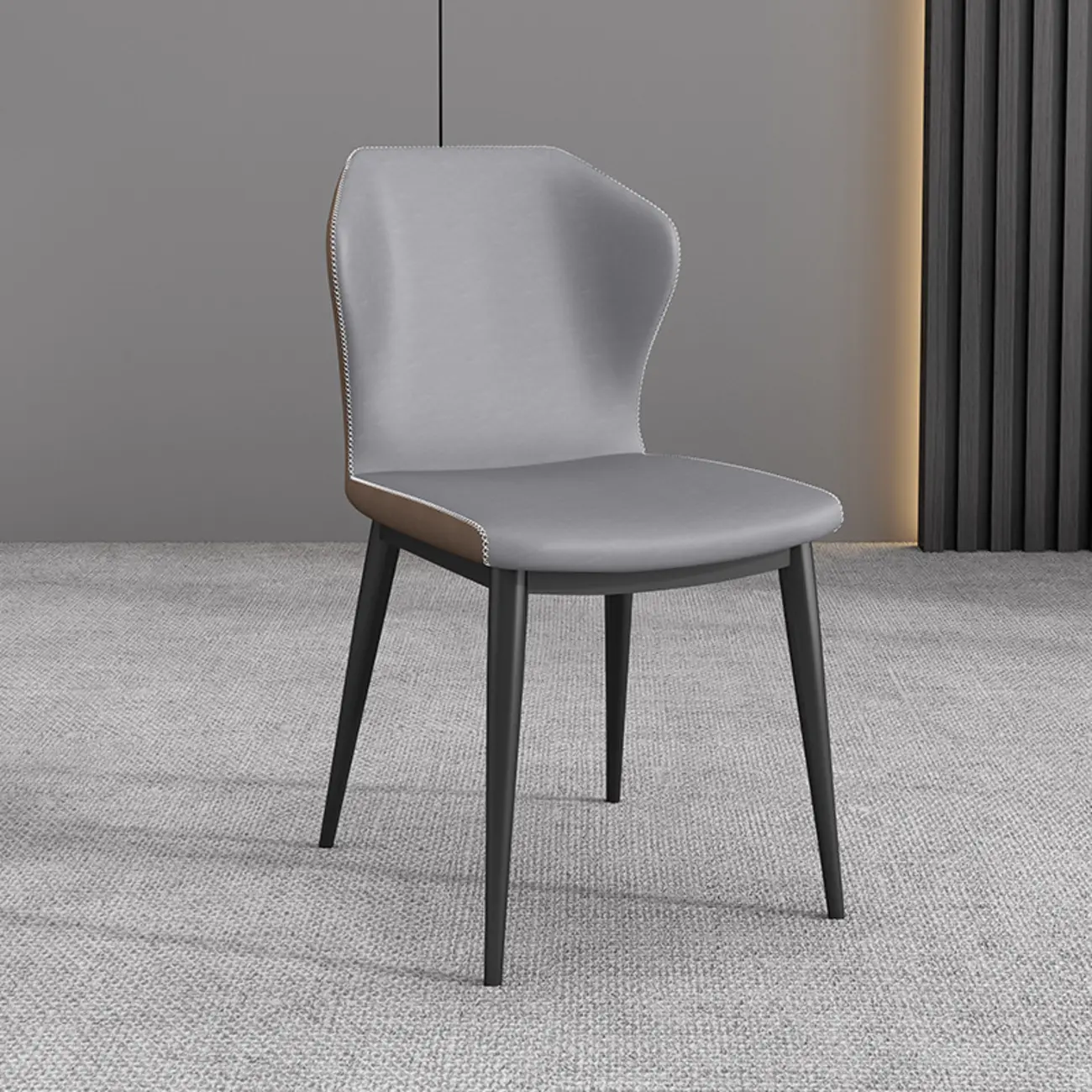 Modern Faux Leather Dining Chair with Wing Back Steel Legs Image - 25 | homeyfad